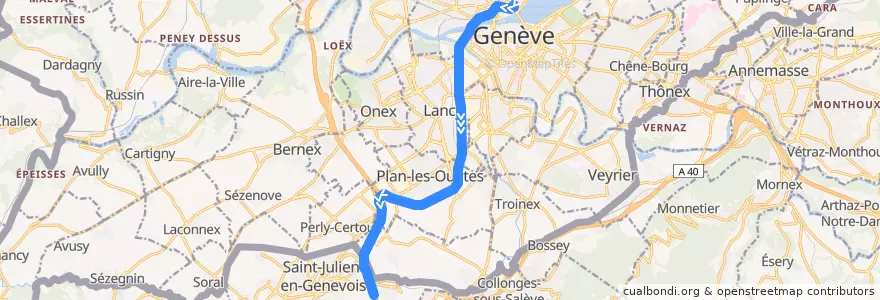 Mapa del recorrido Flixbus N706: Genf, Internationaler Busbahnhof => Bordeaux, Parking Descas de la línea  en Ginebra.