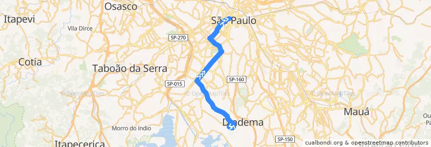 Mapa del recorrido 6358-10 Term. Bandeira de la línea  en Сан-Паулу.
