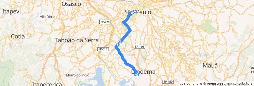 Mapa del recorrido 6358-10 Jd. Luso de la línea  en São Paulo.