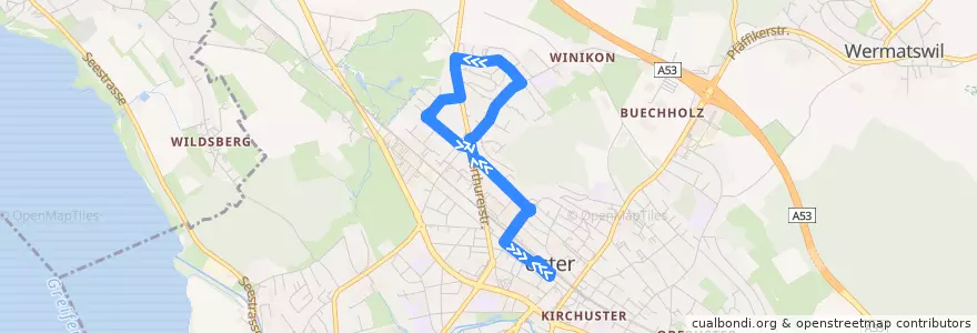Mapa del recorrido Bus 811: Rundkurs Uster (via Haberweid) de la línea  en Uster.