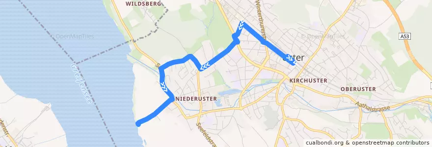 Mapa del recorrido Bus 817: Uster, Bahnhof => Uster, See de la línea  en Uster.