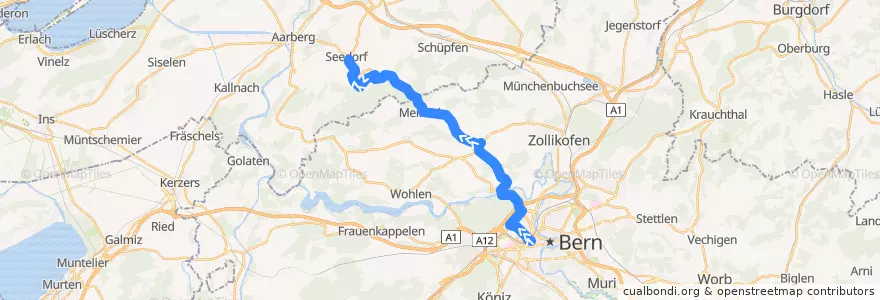 Mapa del recorrido Bus 105: Bern Hauptbahnhof -> Seedorf Gemeindeverwaltung de la línea  en Bern/Berne.