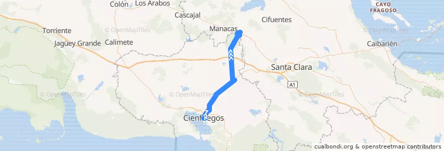 Mapa del recorrido Cienfuegos - Santo Domingo de la línea  en Cienfuegos.
