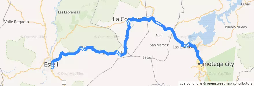 Mapa del recorrido Ruteado: Estelí --> Jinotega de la línea  en Nicaragua.