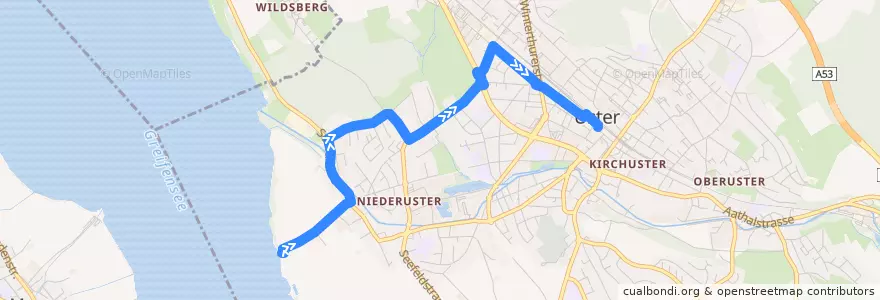 Mapa del recorrido Bus 817: Uster, See => Uster, Bahnhof de la línea  en Uster.