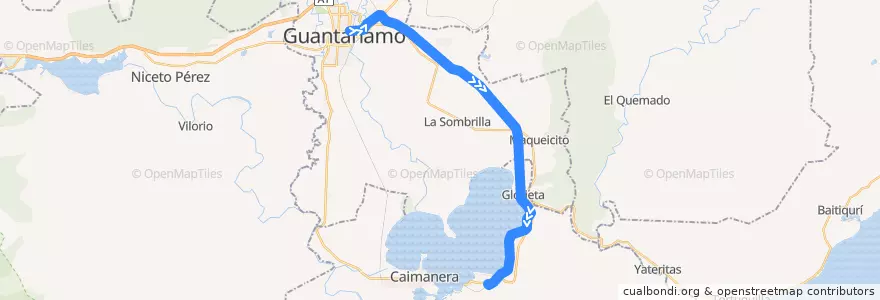 Mapa del recorrido Ferrobus Guantánamo Boquerón de la línea  en Guantánamo.
