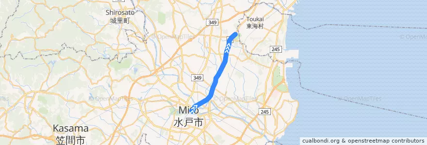 Mapa del recorrido 茨城交通バス36系統 水戸駅⇒市毛⇒笠松運動公園 de la línea  en ひたちなか市.