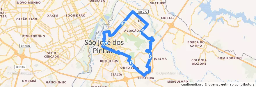 Mapa del recorrido Bairro a Bairro - 2 de la línea  en São José dos Pinhais.