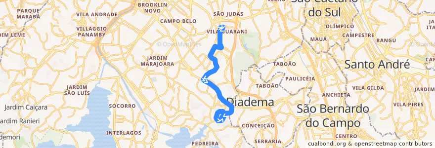 Mapa del recorrido 5757-10 Cidade Júlia de la línea  en São Paulo.