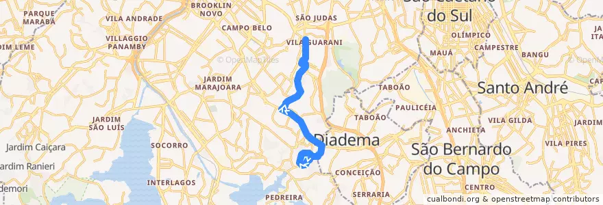 Mapa del recorrido 5757-10 Metrô Conceição de la línea  en São Paulo.