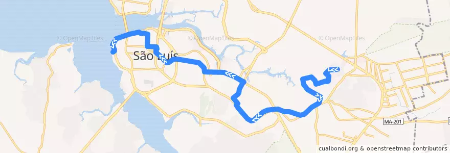 Mapa del recorrido Piquizeiro / Pão de Açucar / TPG (Sentido Centro) de la línea  en 상루이스.