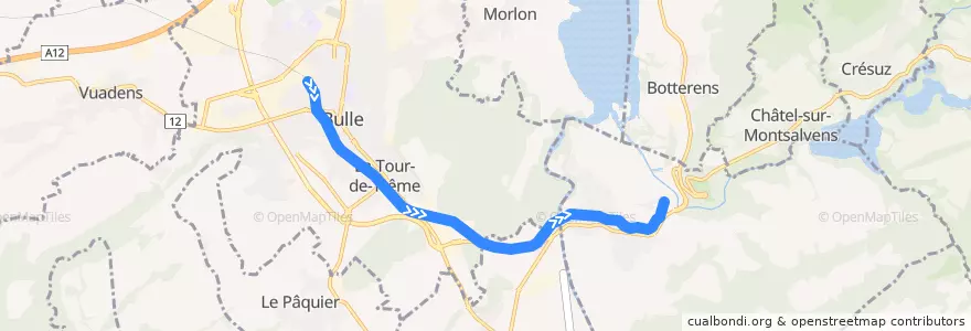 Mapa del recorrido S60: Bulle => Broc de la línea  en District de la Gruyère.