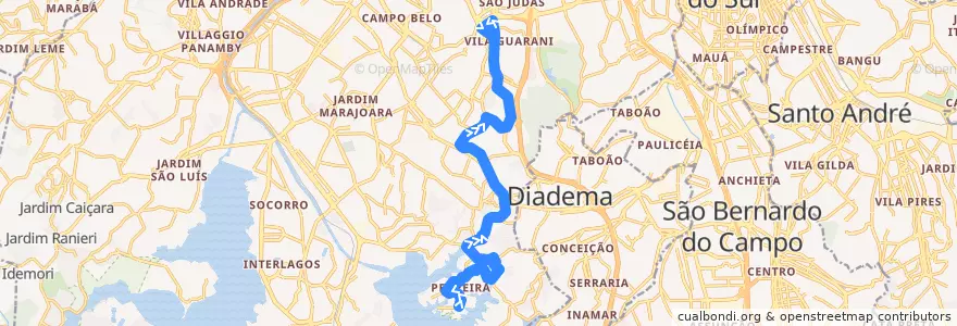 Mapa del recorrido 5128-10 Metrô Conceição de la línea  en São Paulo.