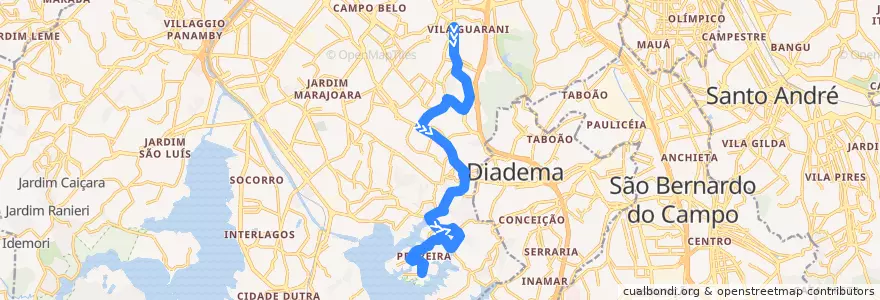 Mapa del recorrido 5128-10 Jd. Apurá de la línea  en São Paulo.