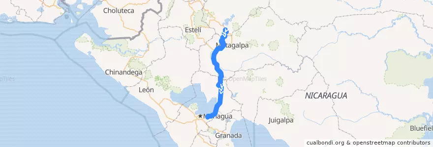 Mapa del recorrido Expreso: Jinotega = > Managua de la línea  en Nicaragua.