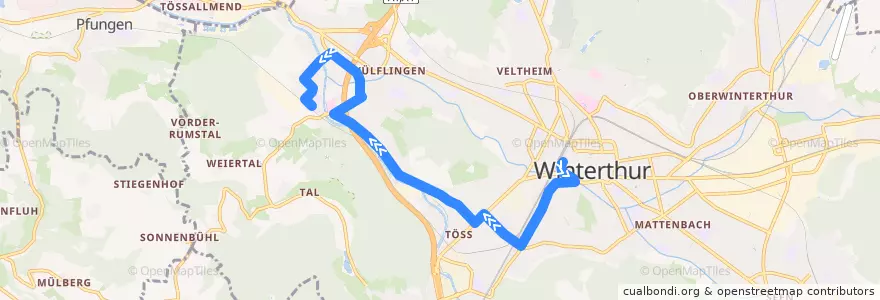 Mapa del recorrido Bus N59: Winterthur Hauptbahnhof → Bahnhof Wülflingen de la línea  en Winterthur.
