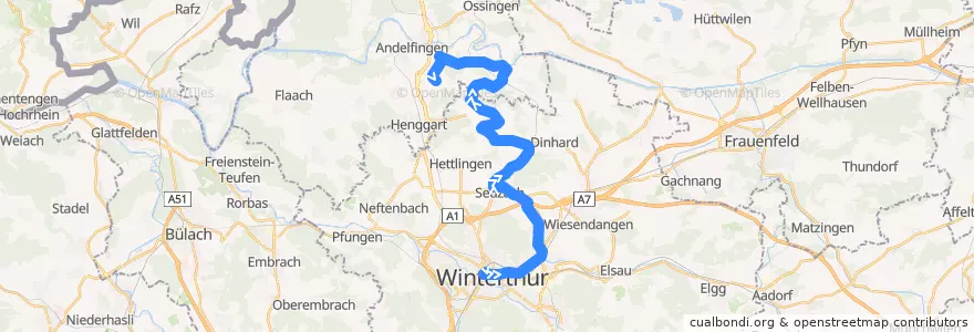 Mapa del recorrido Bus N60: Winterthur Hauptbahnhof => Adlikon b. Andelfingen de la línea  en チューリッヒ.