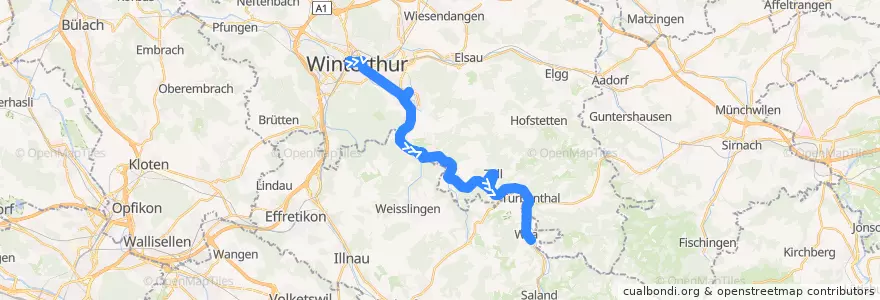 Mapa del recorrido Bus N68: Winterthur, Hauptbahnhof => Wila, Bahnhof de la línea  en Bezirk Winterthur.