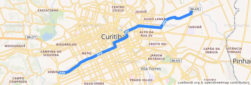 Mapa del recorrido Jardim Social / Batel de la línea  en Curitiba.