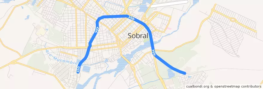 Mapa del recorrido Linha Sul (Sumaré->Estação Cohab II) de la línea  en Sobral.