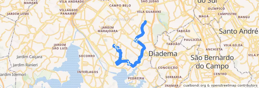 Mapa del recorrido 5018-31 Jabaquara de la línea  en سائوپائولو.