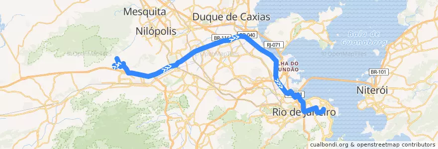 Mapa del recorrido Ônibus SV 379 - Catiri → Tiradentes de la línea  en Rio de Janeiro.