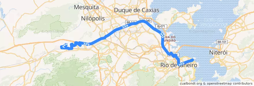 Mapa del recorrido Ônibus SV 389 - Vila Aliança → Candelária de la línea  en Rio de Janeiro.
