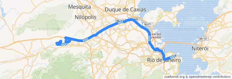 Mapa del recorrido Ônibus SV 389 - Candelária → Vila Aliança de la línea  en ريو دي جانيرو.
