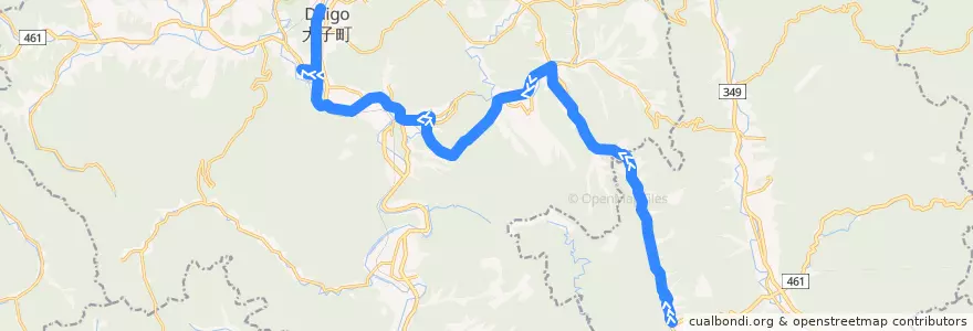 Mapa del recorrido 茨城交通バス 馬次入口⇒小生瀬⇒大子駅・大子営業所 de la línea  en Daigo.