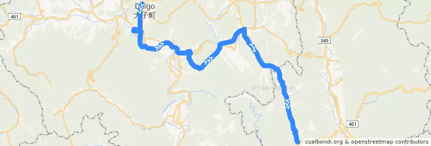 Mapa del recorrido 茨城交通バス 大子営業所・大子駅⇒小生瀬⇒馬次入口 de la línea  en Daigo.