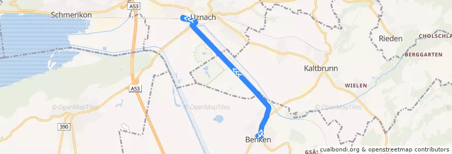 Mapa del recorrido Bus 630: Benken, Post => Uznach, Bahnhof de la línea  en Wahlkreis See-Gaster.