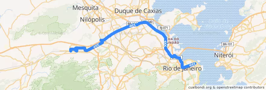 Mapa del recorrido Ônibus 392 - Candelária → Bangu de la línea  en Rio de Janeiro.