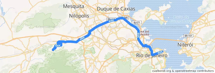 Mapa del recorrido Ônibus SR 393 - Candelária → Bangu de la línea  en Rio de Janeiro.
