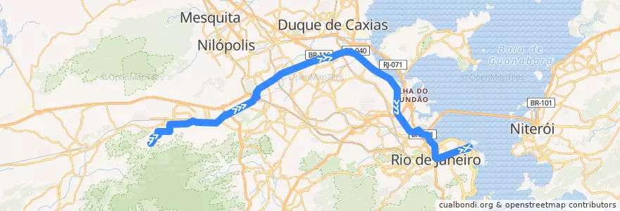 Mapa del recorrido Ônibus SR 393 - Bangu → Candelária de la línea  en Rio de Janeiro.