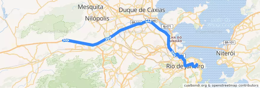 Mapa del recorrido Ônibus SV 394 - Vila Kennedy → Tiradentes de la línea  en Rio de Janeiro.