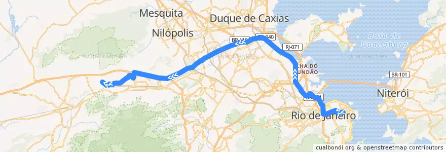 Mapa del recorrido Ônibus SV 395 - Tiradentes → Coqueiros de la línea  en Rio de Janeiro.