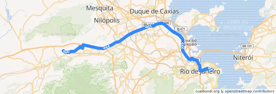Mapa del recorrido Ônibus 395 - Tiradentes → Coqueiros de la línea  en Río de Janeiro.