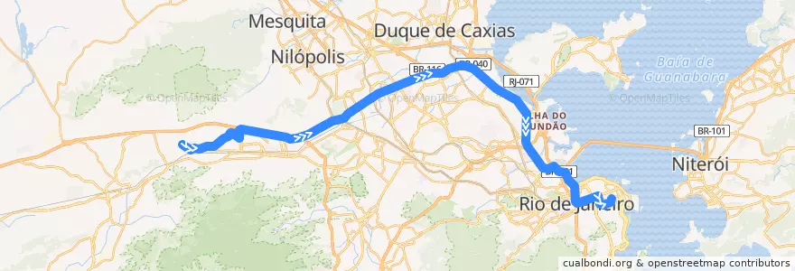 Mapa del recorrido Ônibus 395 - Coqueiros → Tiradentes de la línea  en Río de Janeiro.