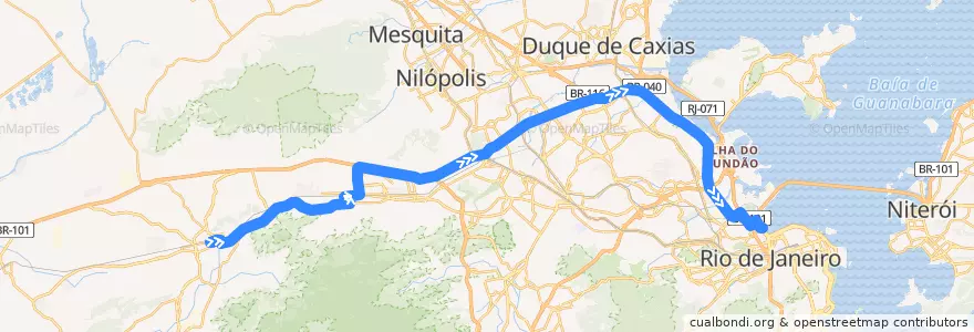 Mapa del recorrido Ônibus SPA 397 - Campo Grande → Caju de la línea  en Rio de Janeiro.