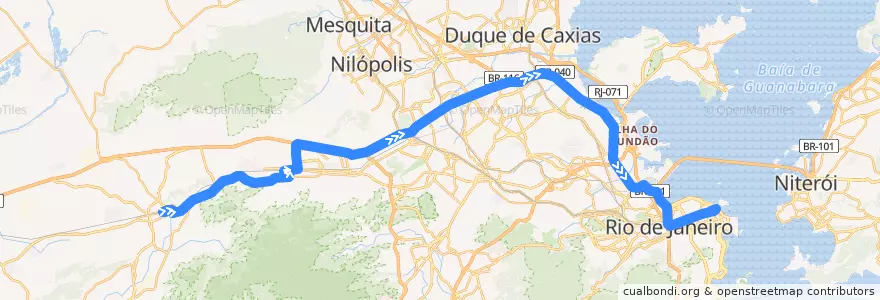 Mapa del recorrido Ônibus SR 397 - Campo Grande → Candelária de la línea  en Rio de Janeiro.