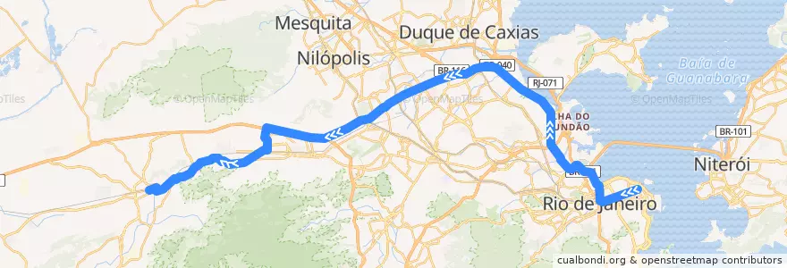Mapa del recorrido Ônibus 397 - Candelária → Campo Grande de la línea  en ريو دي جانيرو.