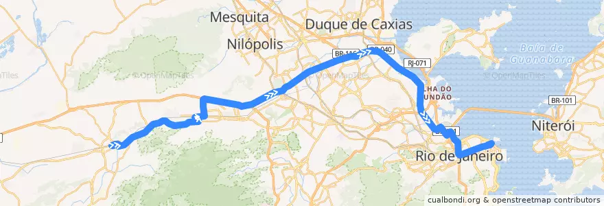 Mapa del recorrido Ônibus 397 - Campo Grande → Candelária de la línea  en Rio de Janeiro.
