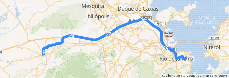 Mapa del recorrido Ônibus 398 - Campo Grande → Tiradentes de la línea  en Rio de Janeiro.