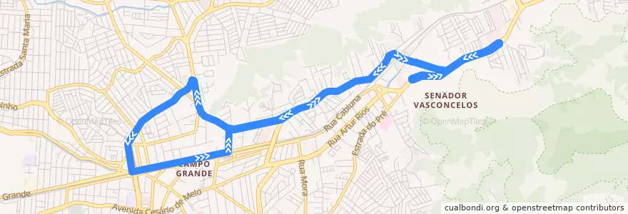 Mapa del recorrido Ônibus LECD 29 - Vasconcelos → Campo Grande de la línea  en Rio de Janeiro.