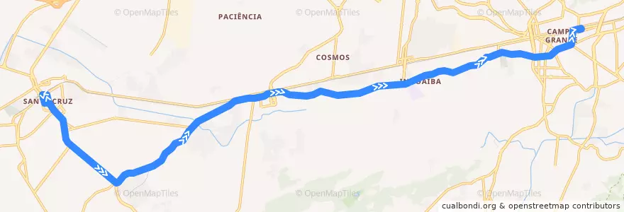 Mapa del recorrido Ônibus LECD 33 - Santa Cruz → Campo Grande de la línea  en Рио-де-Жанейро.