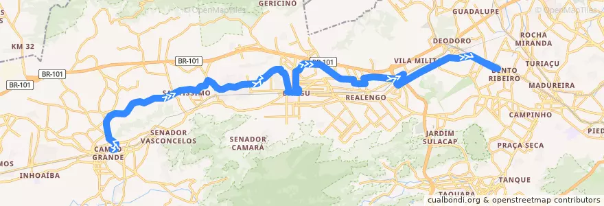 Mapa del recorrido Ônibus 731 - Campo Grande → Marechal Hermes de la línea  en Rio de Janeiro.