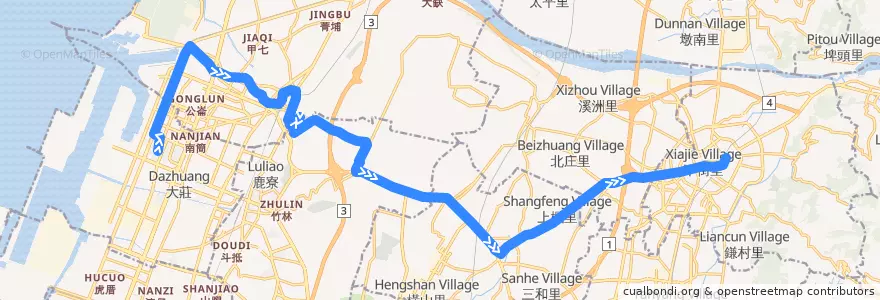 Mapa del recorrido 239路 (往豐原) de la línea  en تایچونگ.