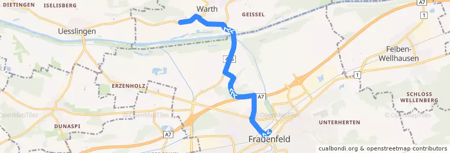 Mapa del recorrido Bus 819: Frauenfeld, Bahnhof => Kartause Ittingen de la línea  en Bezirk Frauenfeld.