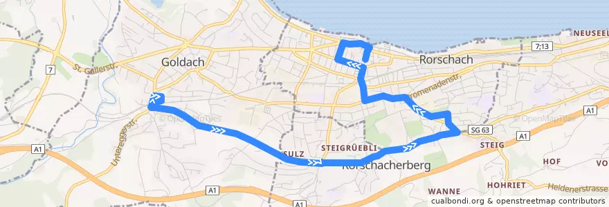 Mapa del recorrido Bus 252: Goldach - Rorschach via Rorschacherberg de la línea  en Wahlkreis Rorschach.
