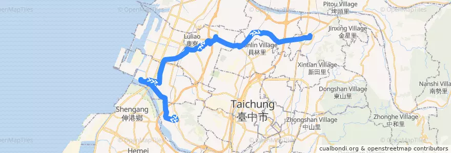 Mapa del recorrido 237路 (往豐原) de la línea  en Taichung.